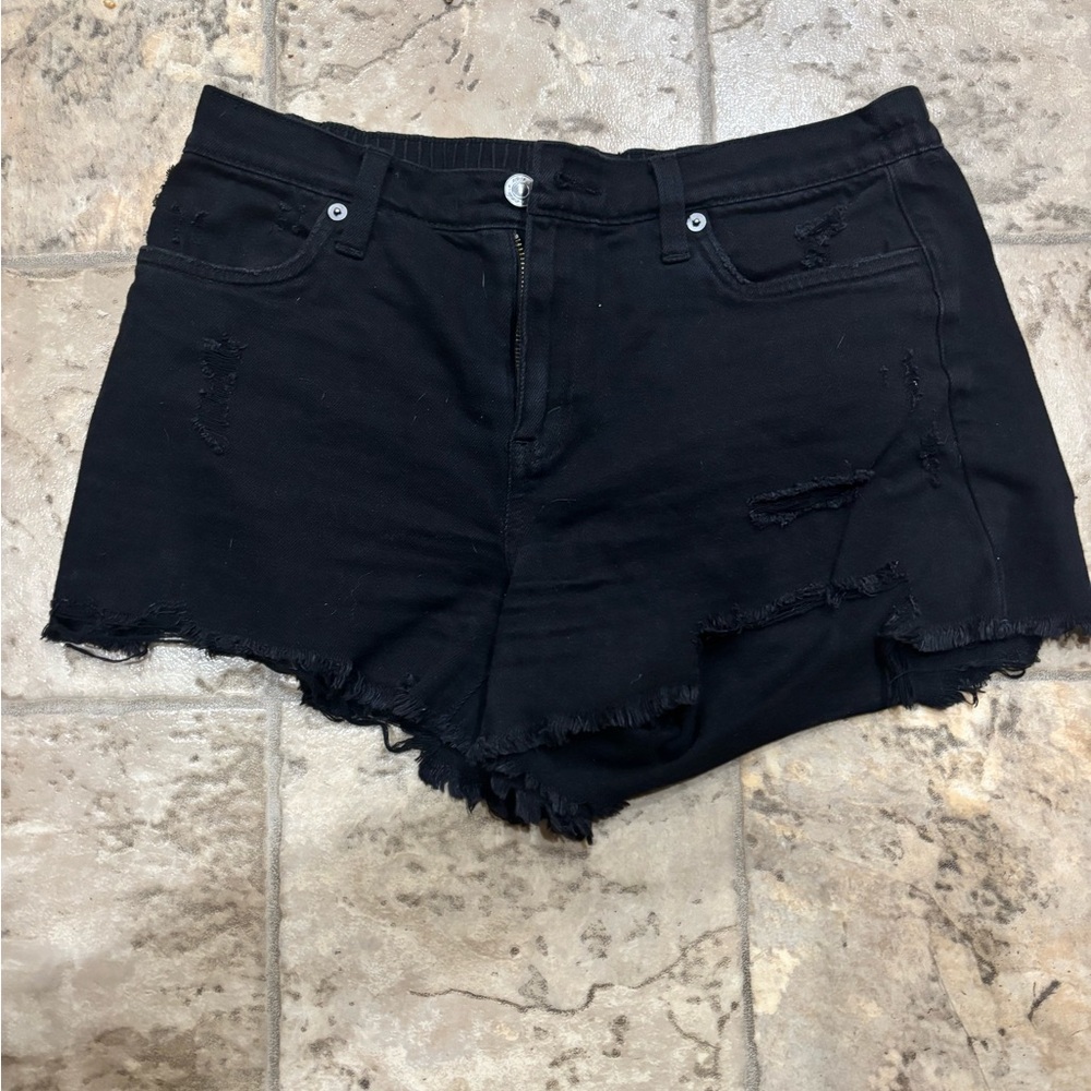 Black Distressed Women's Denim Shorts - SM